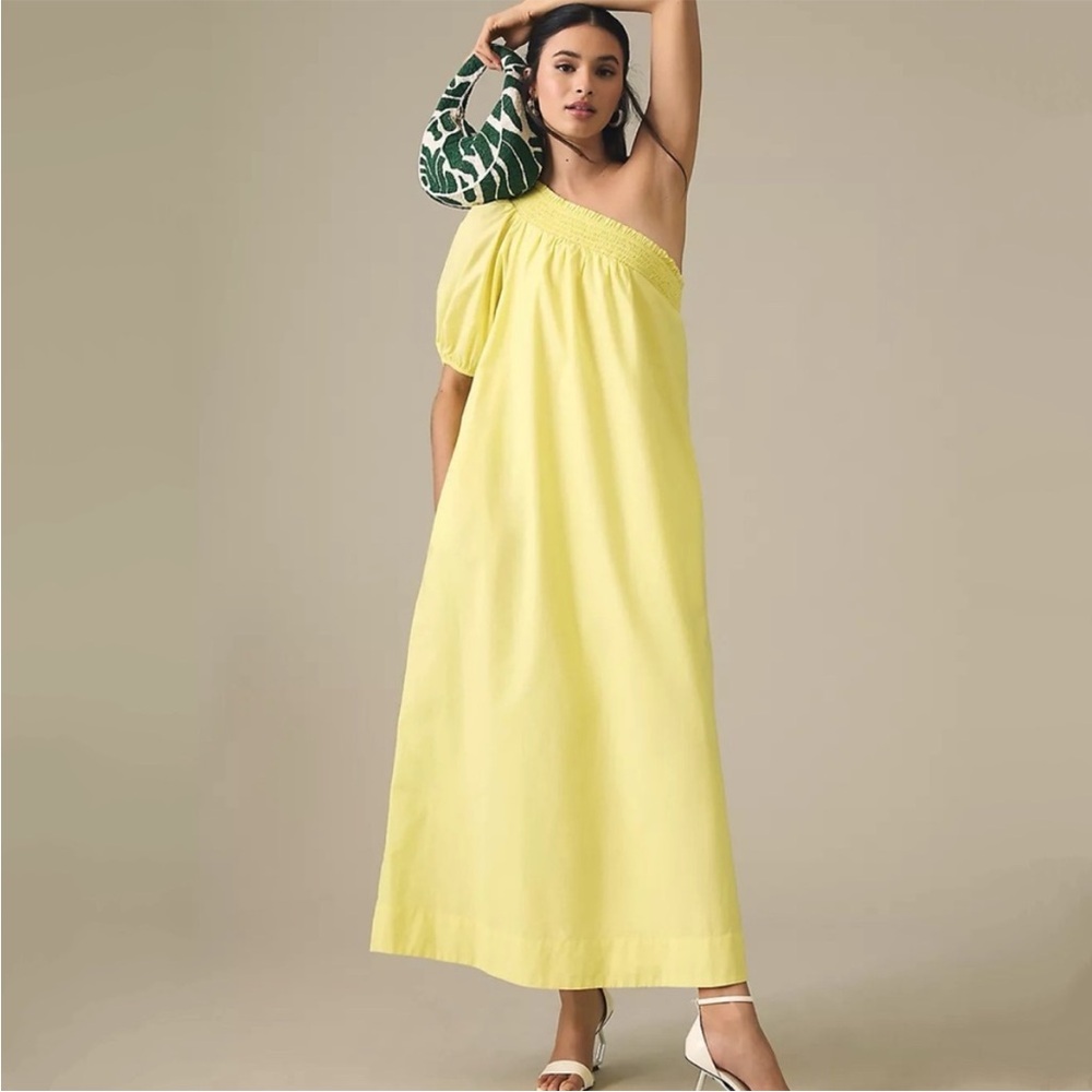 Anthropologie One-Shoulder Lemon Yellow Maxi Dress